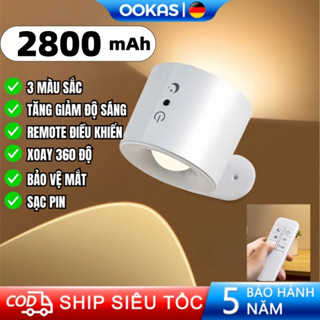  OOKAS 2800MAH Đèn ngủ LED không dây treo tường từ tính 360° Xoay có thể điều chỉnh độ sáng chạy 