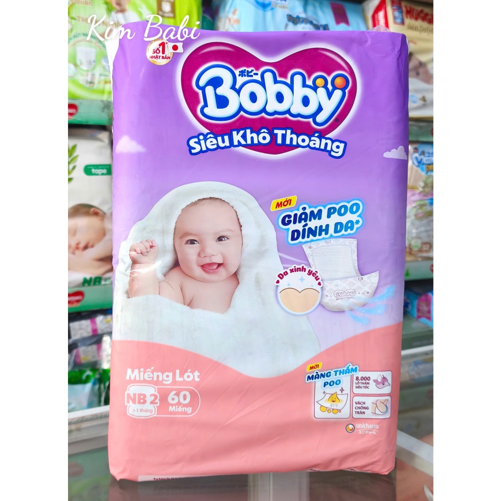 Miếng Lót Sơ Sinh Bobby NB2 60 miếng (Bé > 1 tháng)