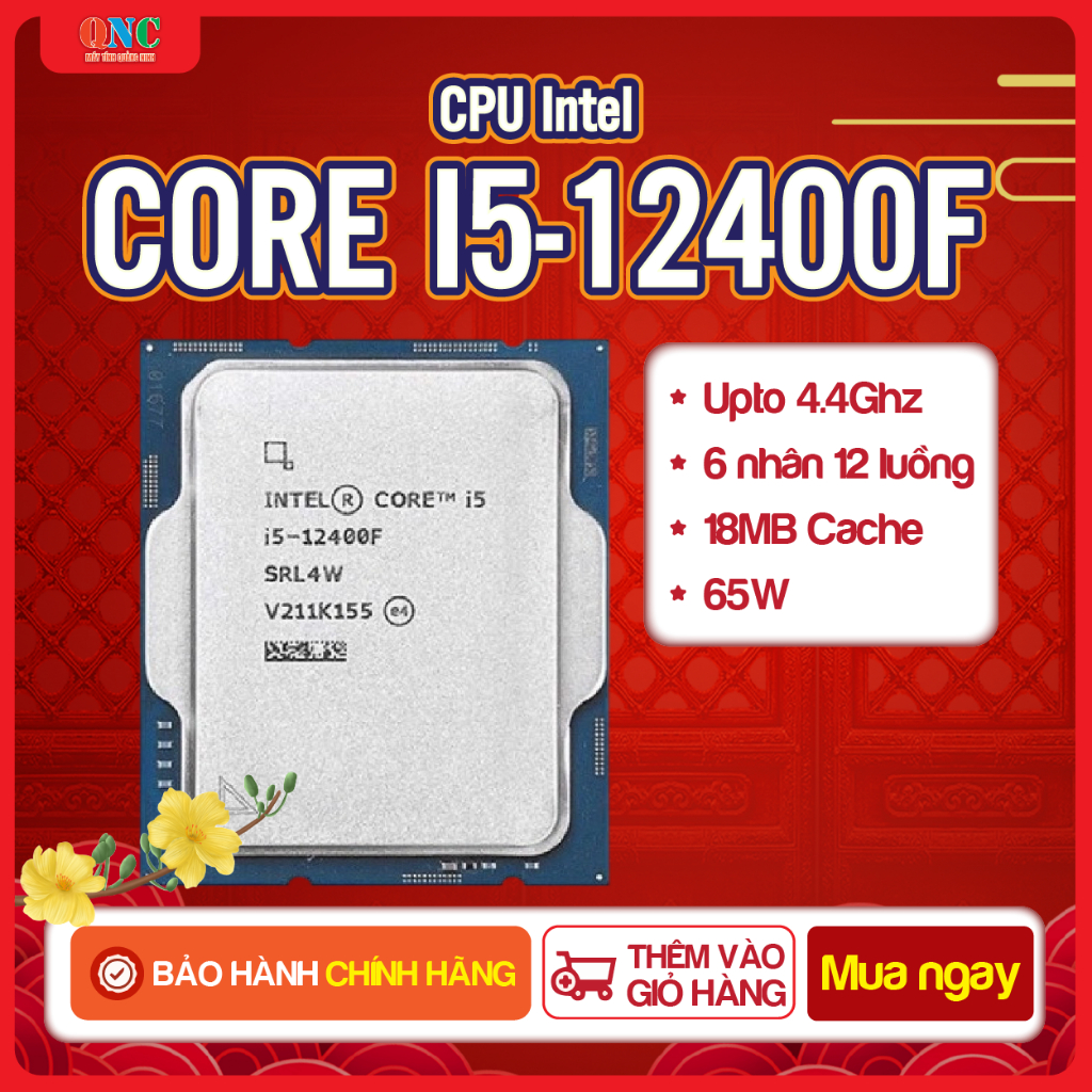 CPU Intel Core i5-12400F | 6 Nhân 12 Luồng | Up to 4.4GHz | LGA1700 | Không VGA | BH Chính Hãng