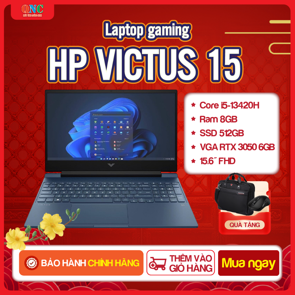 Laptop Gaming HP Victus 15 | Core i5-13420H| RTX 3050 6GB| RAM 8GB| SSD 512GB| 15.6” FHD|Chính Hãng