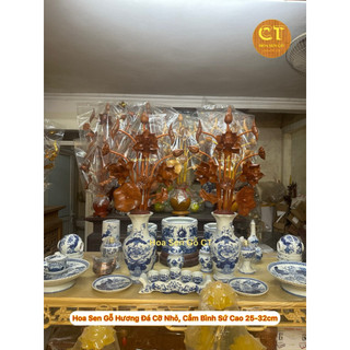 Hoa Sen Gỗ Hương Đá Cao 67cm