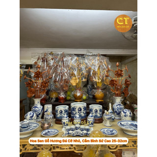 Hoa Sen Gỗ Hương Đá Cao 67cm