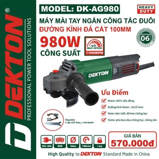 [💥2026] Máy Mài Góc, Máy Cắt Cầm Tay Chạy Điện Dekton DK-AG980, Công Suất 980W - Tốc Độ 11000v/p