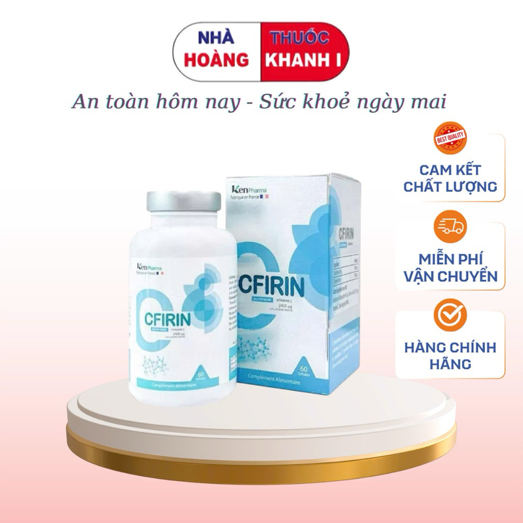 Viên Uống Trắng Da CFIRIN Glutathione 1000mg Chính Hãng – Hỗ Trợ Mờ Nám Sạm Tàn Nhang – Hộp 60