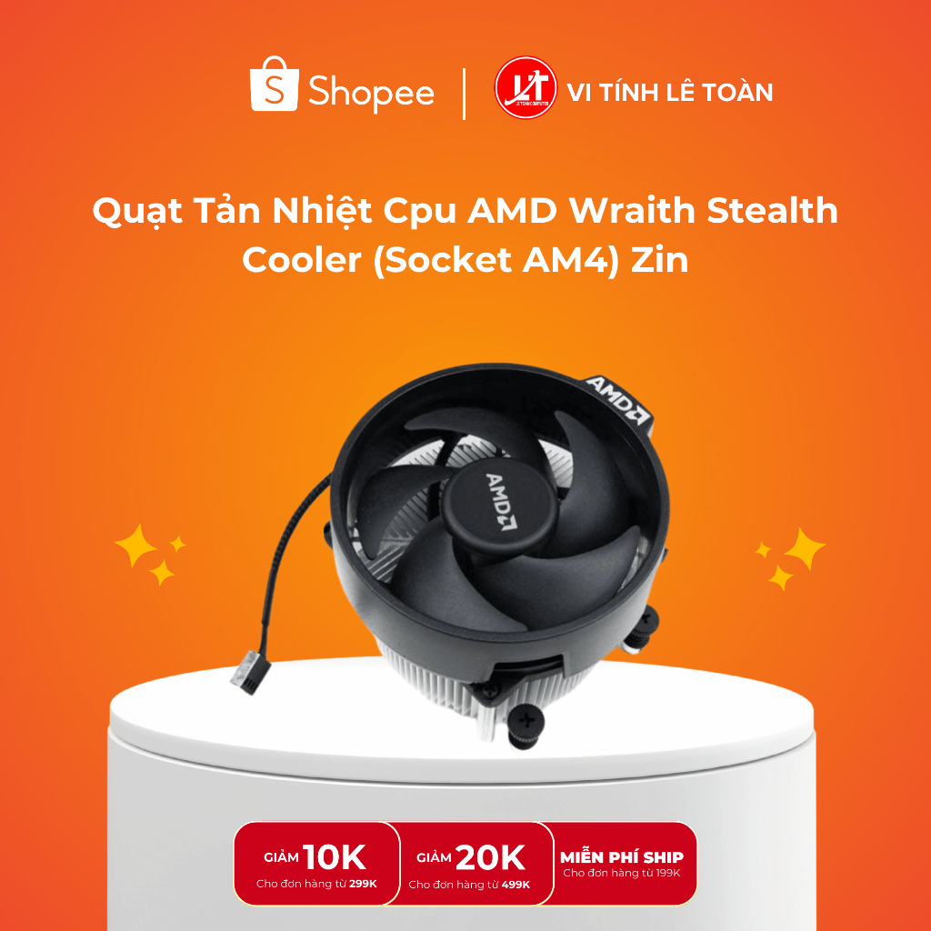 Quạt Tản Nhiệt CPU AMD Wraith Stealth Cooler Zin Bóc Máy - Fan Stock AMD Socket AM4 Siêu Mát, Êm Ái 