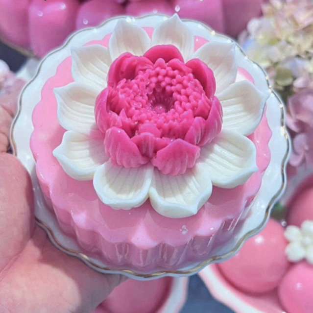 Khuôn silicon hoa sen 2 tầng - khuôn vỉ 4 trơn nhựa khuôn decor làm mâm cúng