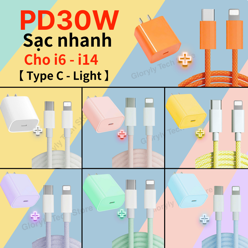 PD30W Bộ sạc nhanh Type C to Light - An toàn ổn định - Bảo vệ thiết bị - Không nóng máy - Dùng cho dòng máy i6 - i14
