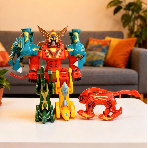 Đồ chơi - Chiến Binh Thú Hợp Thể Hỏa Long – Sư Tử Cơ Giới - Mô hinh sáng tạo H&B