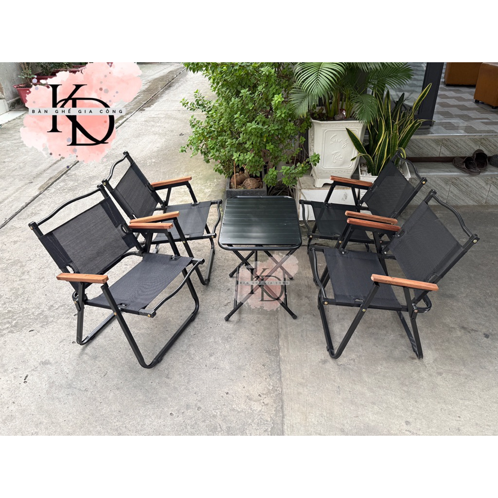 Ghế camping khung vuông + bàn...ghế camping gấp gọn