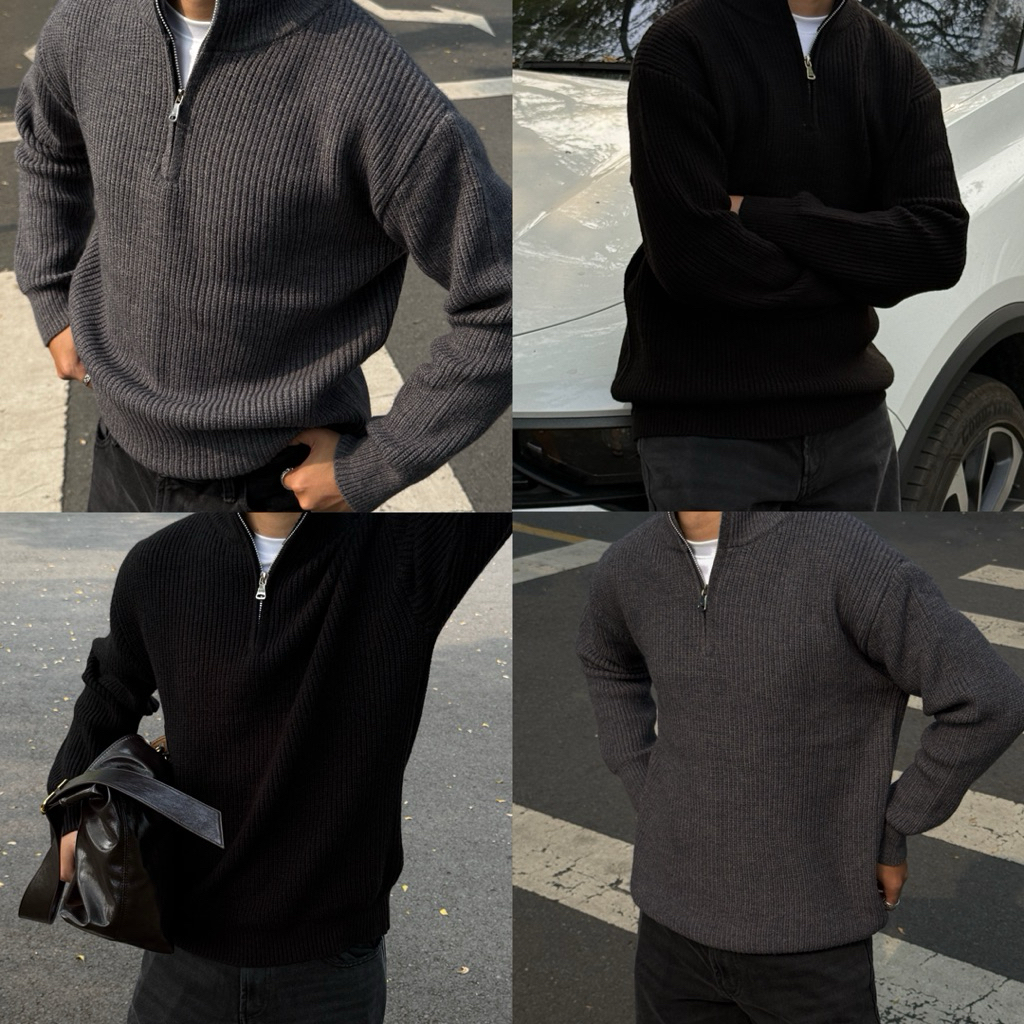 Áo Len Khoá Zip Nam - Quarter Zip Sweater | HITTING HARD