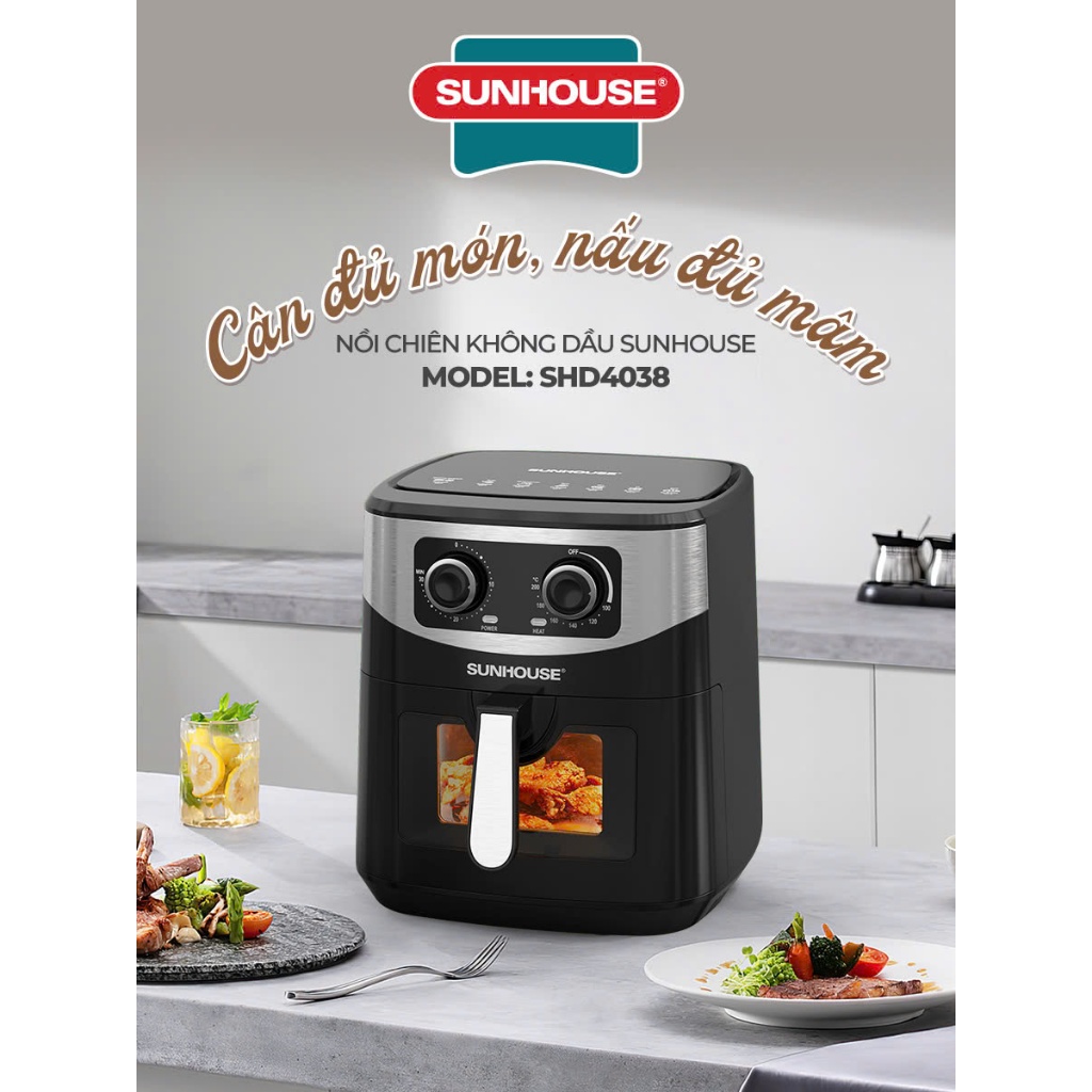 NỒI CHIÊN KHÔNG DẦU 10.5L SUNHOUSE SHD4038