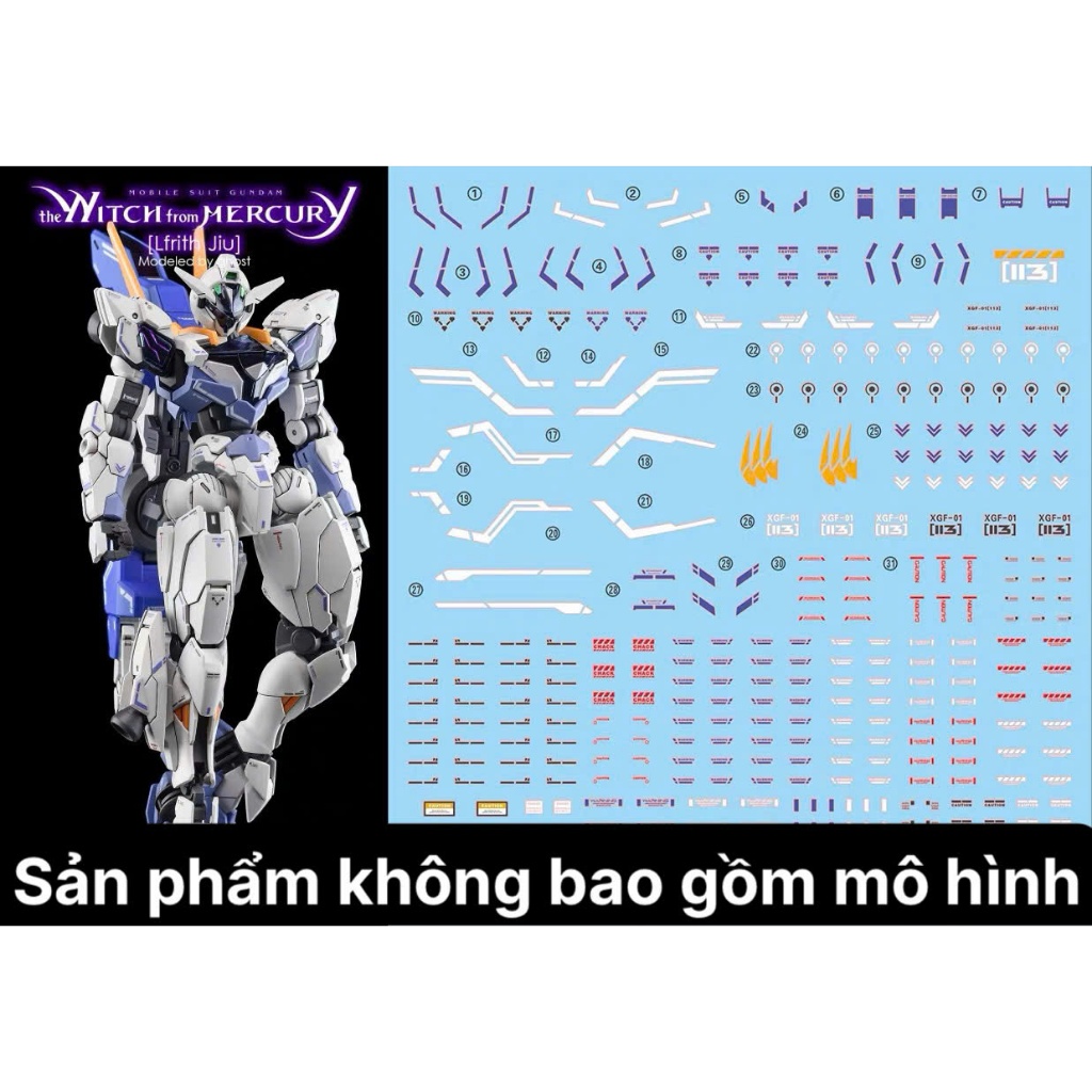 [Ghost] Decal/Đề can nước mô hình HG Gundam LFRITH Jiu