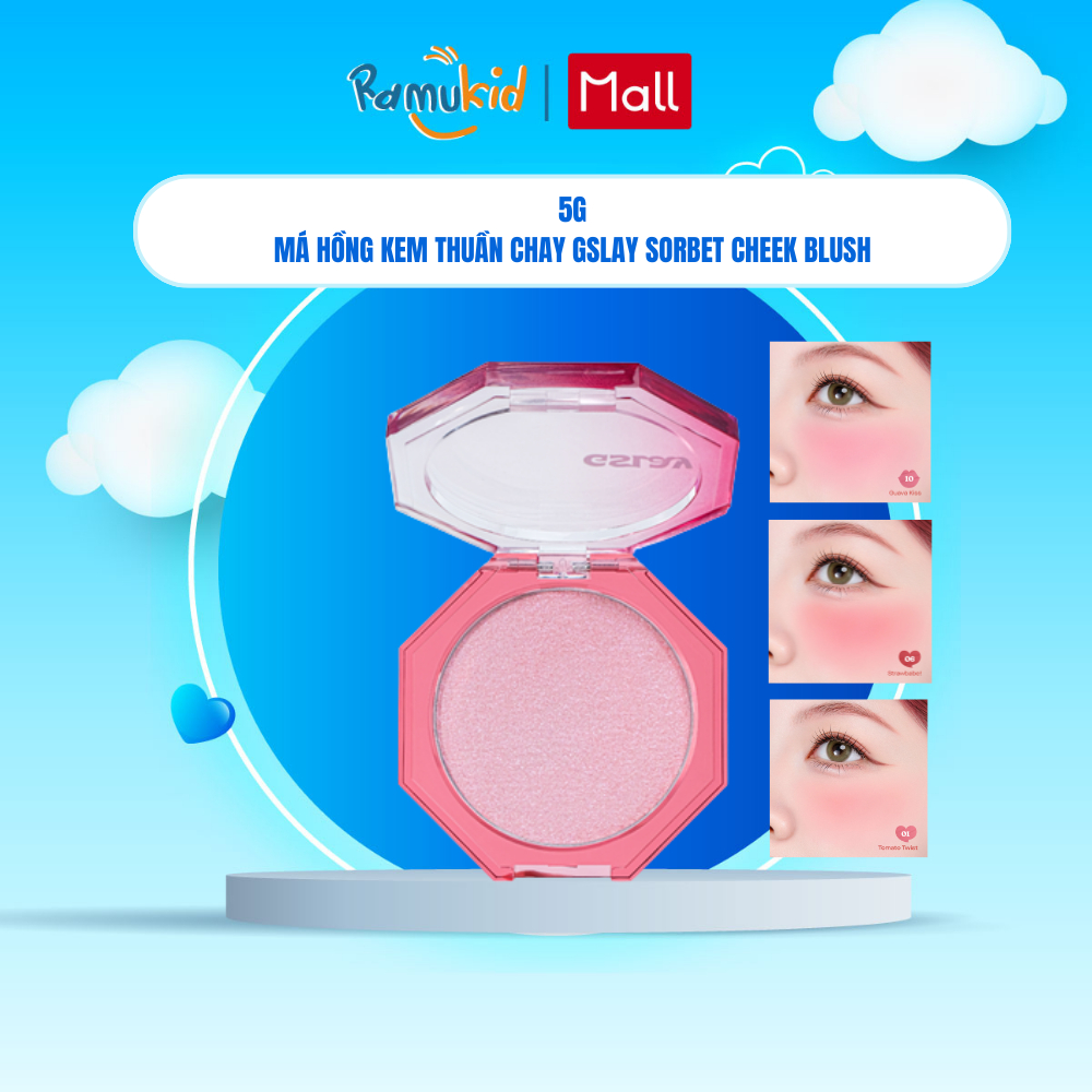 Phấn Má Hồng GSLAY Sorbet Cheek Blush Thuần Chay Mịn Lì Và Nhũ Dễ Tán Bền Màu 5g