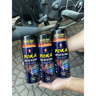 Sơn Chịu Nhiệt 600°C Poka 420ml - Sơn Chịu Nhiệt, Chống Cháy Cho Pô Xe Máy, Ô Tô, Máy Móc