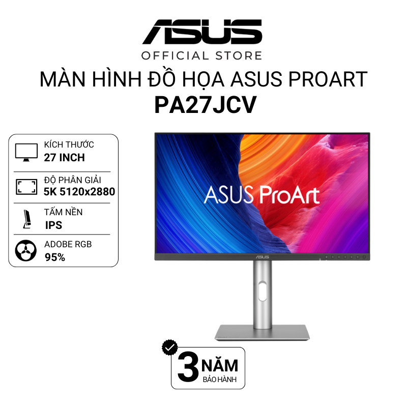 Màn Hình Đồ Họa ASUS ProArt PA27JCV | 27" | IPS | 5K | USB-C PD 96W 60Hz LOA  95% ADOBE RGB ΔE <2