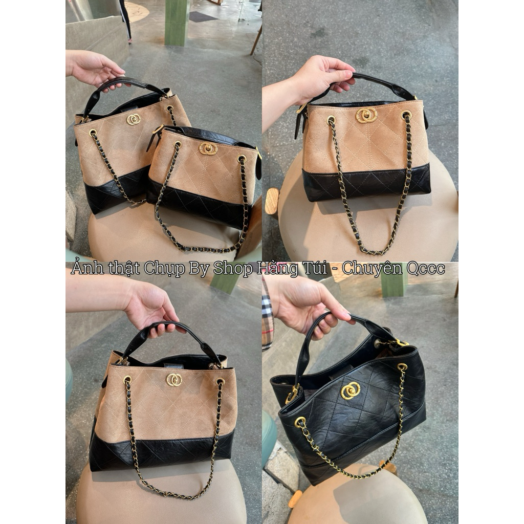 NEW túi CHIOOOO BIGSize Da Lộn Mix Màu Đế Nâu size 29cm cực Sang chảnh