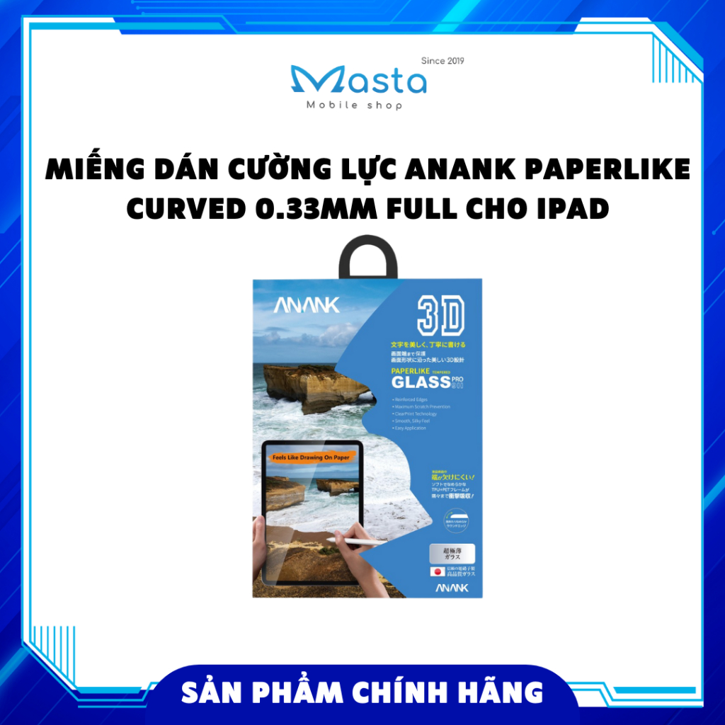 Miếng dán cường lực Anank PaperLike Curved 0.33mm Full cho iPad 10.2 Inch
