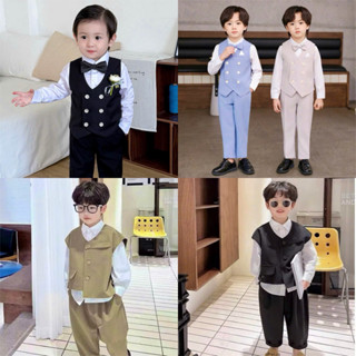  Bộ vest bé trai Vest gile bé trai 3 chi tiết form rộng hàng có sẵn giao hỏa tốc trong nội thành 