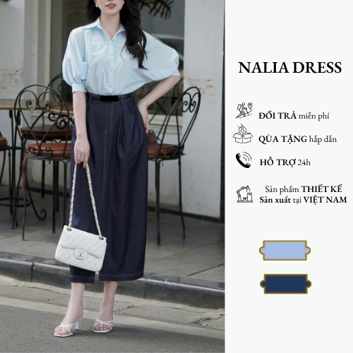 (2) NALIA MORA - Chân váy dáng dài xuông cho nữ thanh lịch nhẹ nhàng