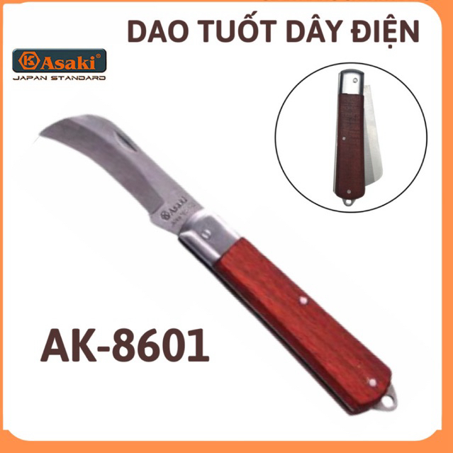 Dao tuốt dây điện Asaki AK-8601, dao rọc cáp,dao gọt vỏ dây điện AK-8601,dao gập rọc cáp đa năng,dao