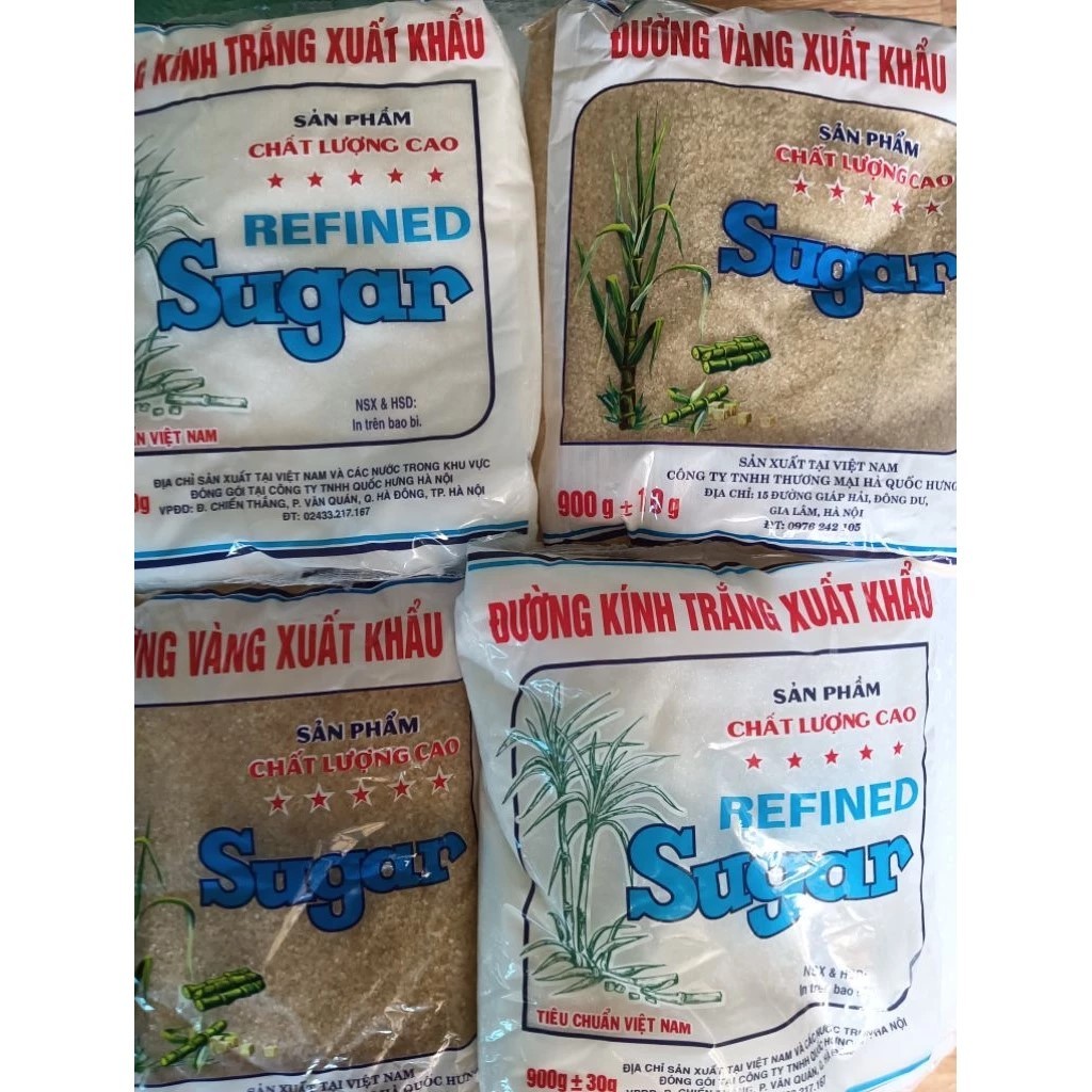 Bán Sỉ 10 túi Đường Kính trắng, đường vàng túi 900g