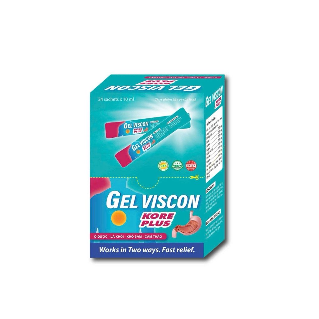 Gel dạ dày thảo dược Gel Viscon Kore plus Hỗ trợ giảm đau dạ dày, trào ngược dạ dày, Loét dạ dày tá 