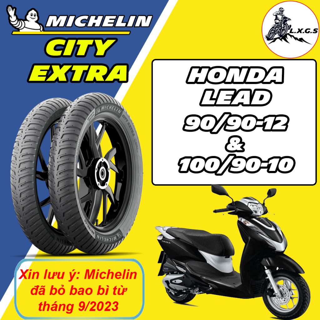 (Michelin City Extra cho LEAD) Vỏ lốp xe Michelin City Extra size 90/90-12 và 100/90-10, vỏ ko ruột