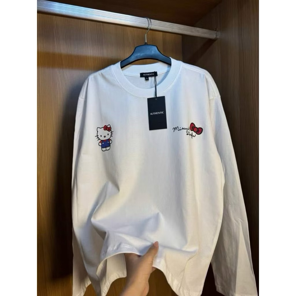 Áo thun dài tay in hình kitty mines chất liệu cotton dành cho nữ | BigBuy360 - bigbuy360.vn