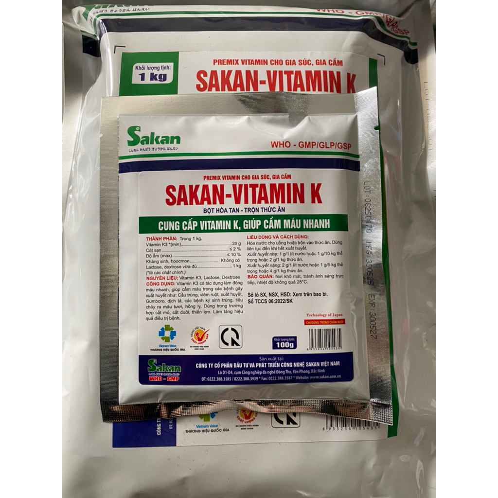 Vitamin K (100g) bổ sung vitamin K cho gia cầm, gia súc