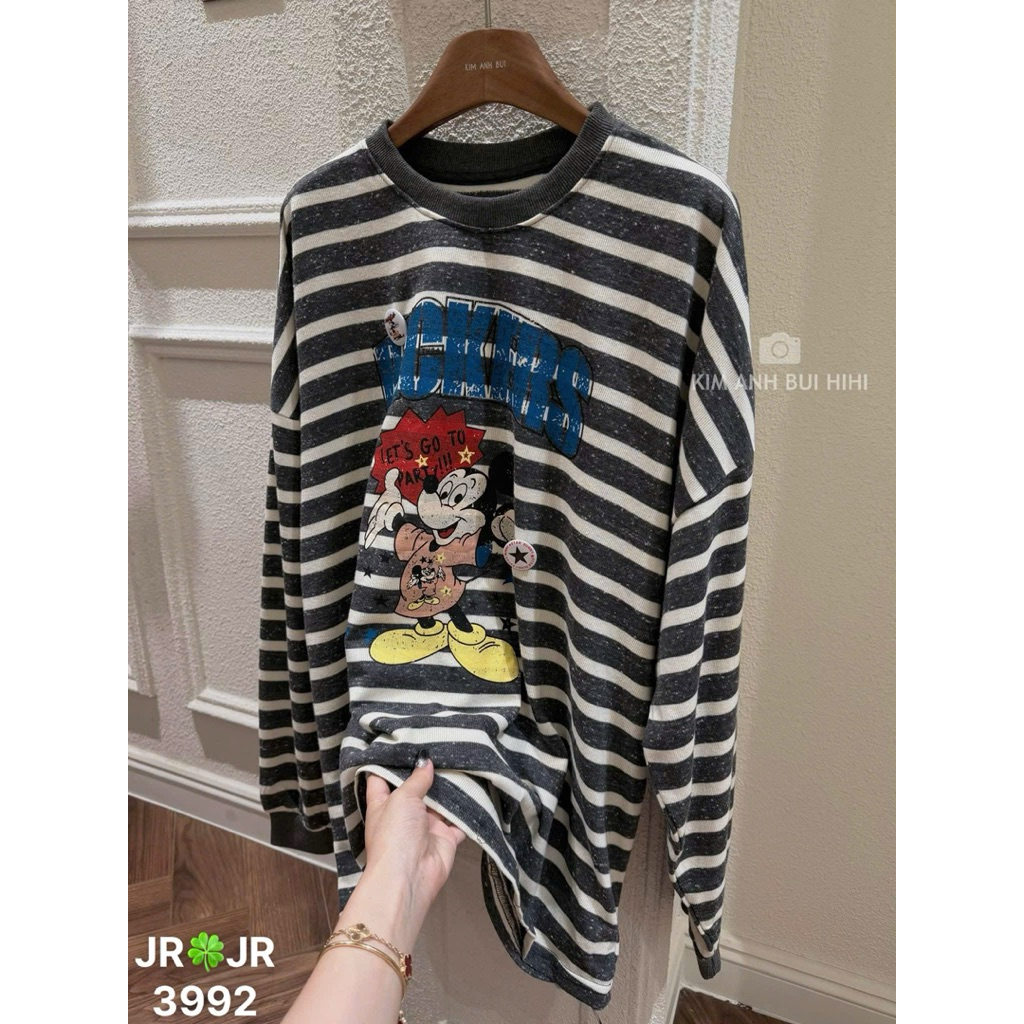 Áo thun kẻ Mickey Packers KAB tay dài hot hit hàng QC freesize