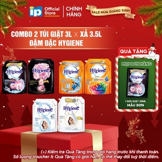  Combo Túi Nước Giặt Đậm Đặc Hygiene 3L x Nước Xả Vải Đậm Đặc Hygiene 3.5L  Dịu Êm  Ánh Dương Hạnh Phúc  Hoa Mẫu Đơn  