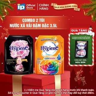  Nước Xả Vải Đậm Đặc Hygiene 3.5L  Hoa Mẫu Đơn  Ánh Dương Hạnh Phúc  x 2 Túi 