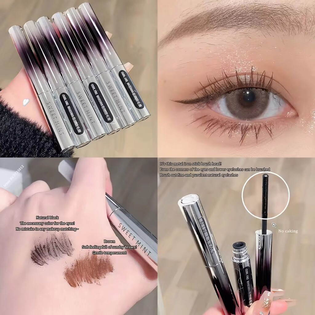 Mascara đầu xoắn ốc 6D cong mi dài mi không vón cục chống thấm nước dài dày tự nhiên