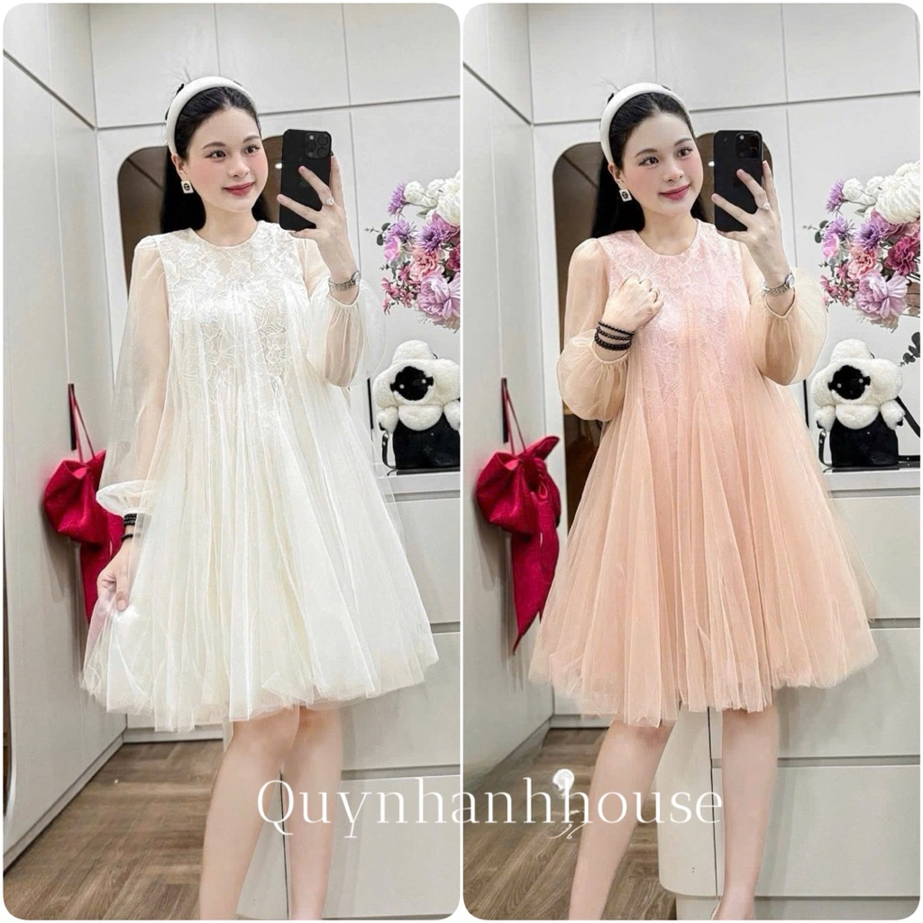(NH CLOTHING)Váy suông Quynhanhhouse Váy ren lưới M224 sm