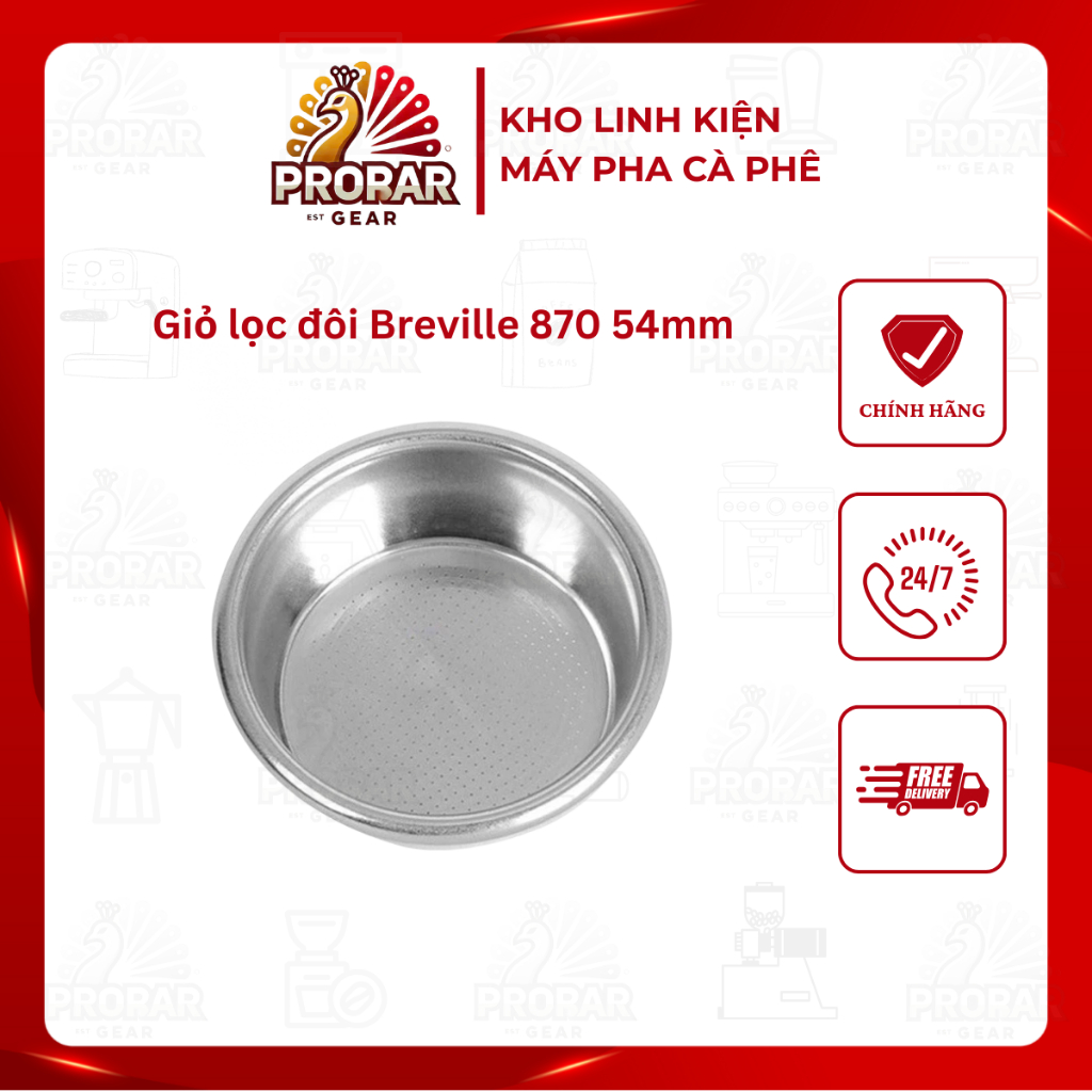 Giỏ lọc đôi Breville 870 54mm - loại 1 lớp - Giỏ lọc đôi máy pha cà phê Breville 870 / 878 / 875