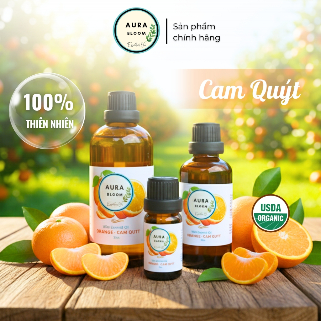 [GIÁ SỈ] Tinh Dầu Cam Quýt 100ml Aura Bloom Thiên Nhiên Nguyên Chất | Nhập Khẩu Có Kiểm Định