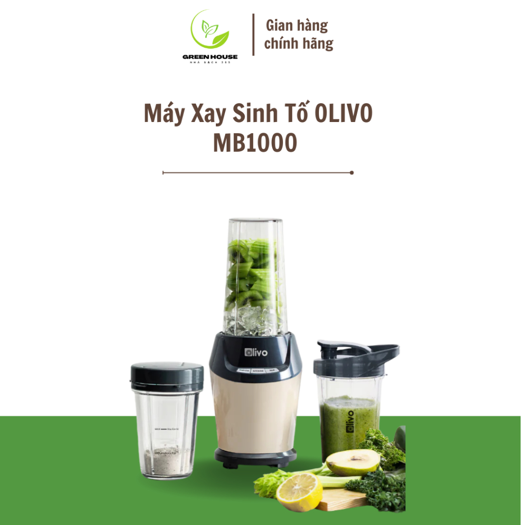 Combo Máy Xay Sinh Tố OLIVO MB1000 - Dao S3,Chế Biến Dễ Dàng, Nhanh Gọn