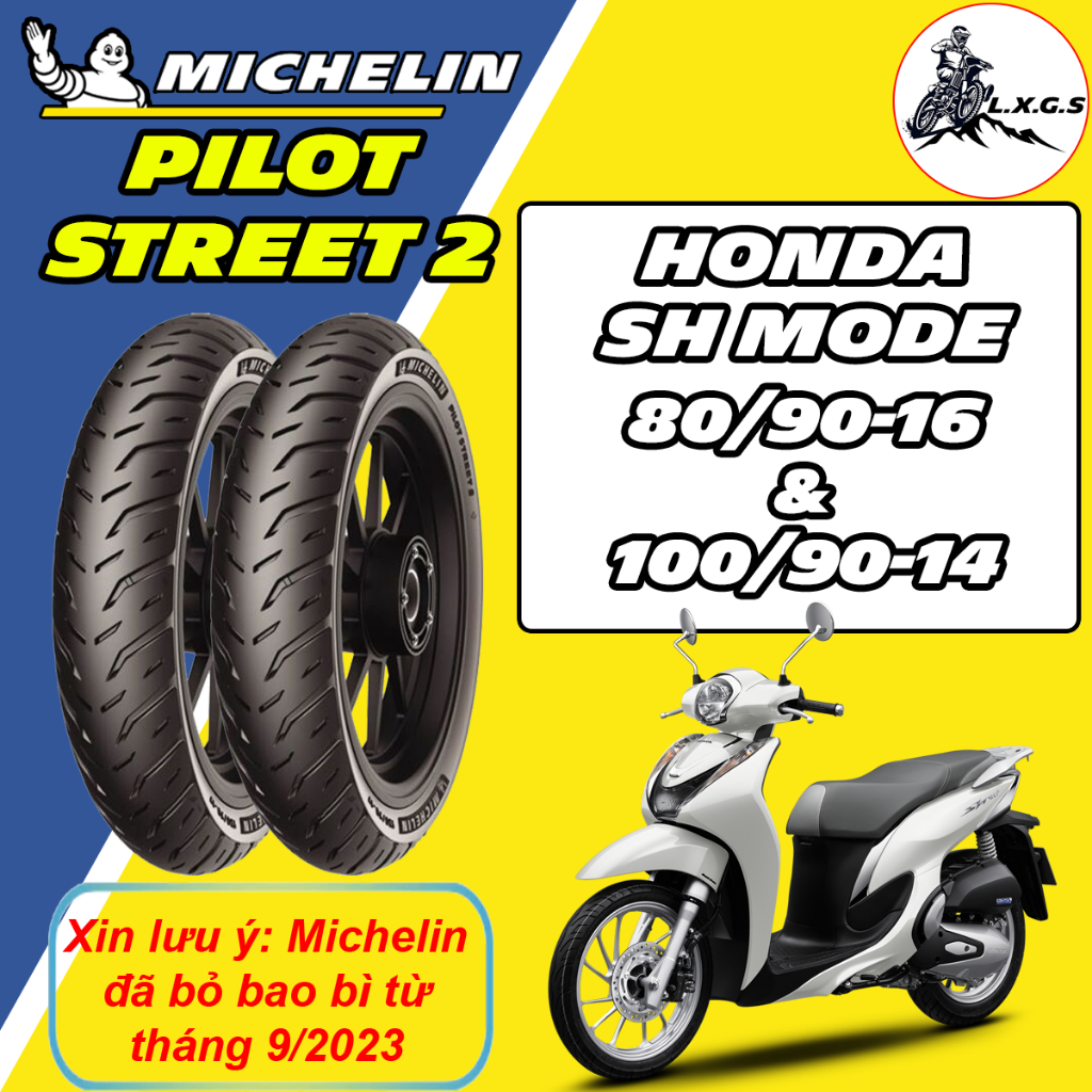 (Pilot Street 2 cho SH Mode) Vỏ lốp xe Michelin Pilot Street 2 size 80/90-16 & 100/90-14, vỏ ko ruột