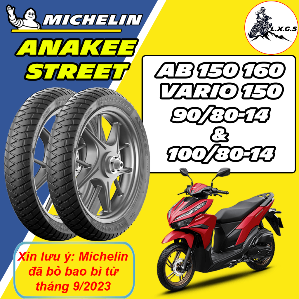 (90/80-14& 100/80-14 MICHELIN ANAKEE AIRBLADE 150 160 - VARIO 150) Vỏ lốp xe Michelin Anakee Street