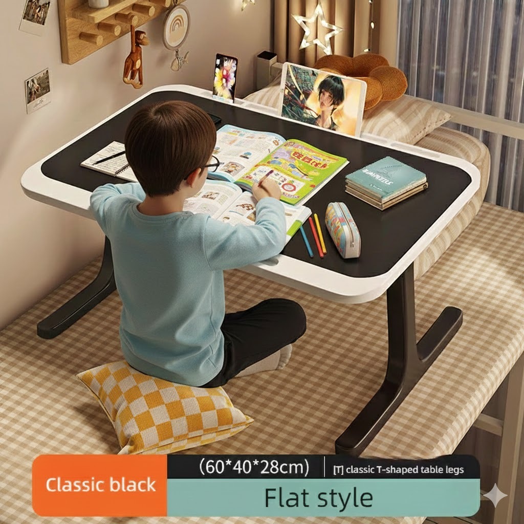Bàn học gấp gọn cho bé ngồi bệt đa năng thông minh Huwinco khung nhựa mặt gỗ chắc chắn, có khay để bút tiện lợi 2 màu đe