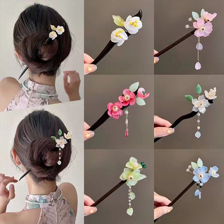 Trâm cài tóc hình hoa nhiều mẫu xinh xắn , Trâm hoa cổ điển mặc áo dài, xườn xám Tết 2026