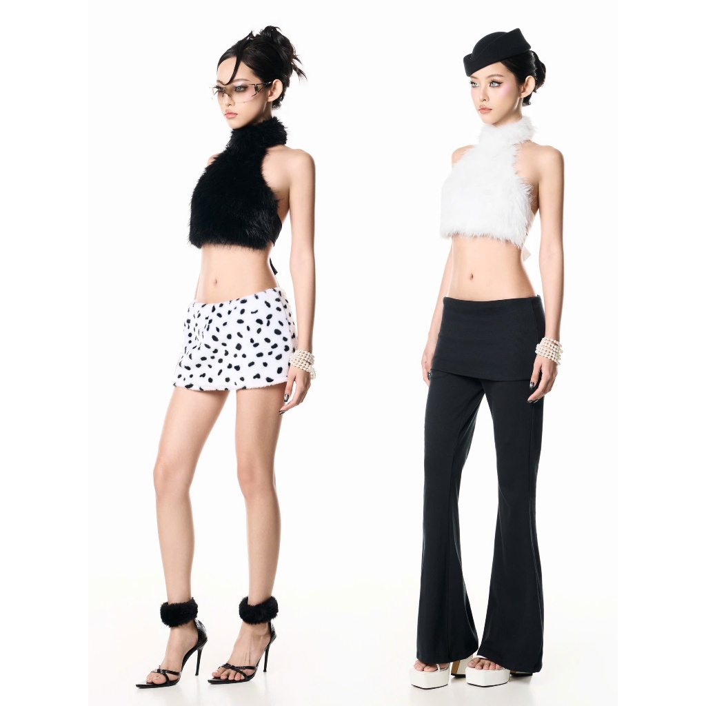 Ust Fur Halter Top (Áo lông yếm dây buộc)