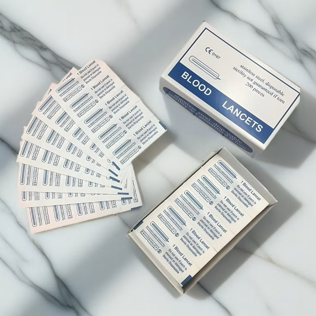 Kim Chích Mụn, Chích Máu, Kim Lá Lúa Blood Lancets Hộp 200 Chiếc An Toàn Tiện Lợi Loại 1 Chính Hãng