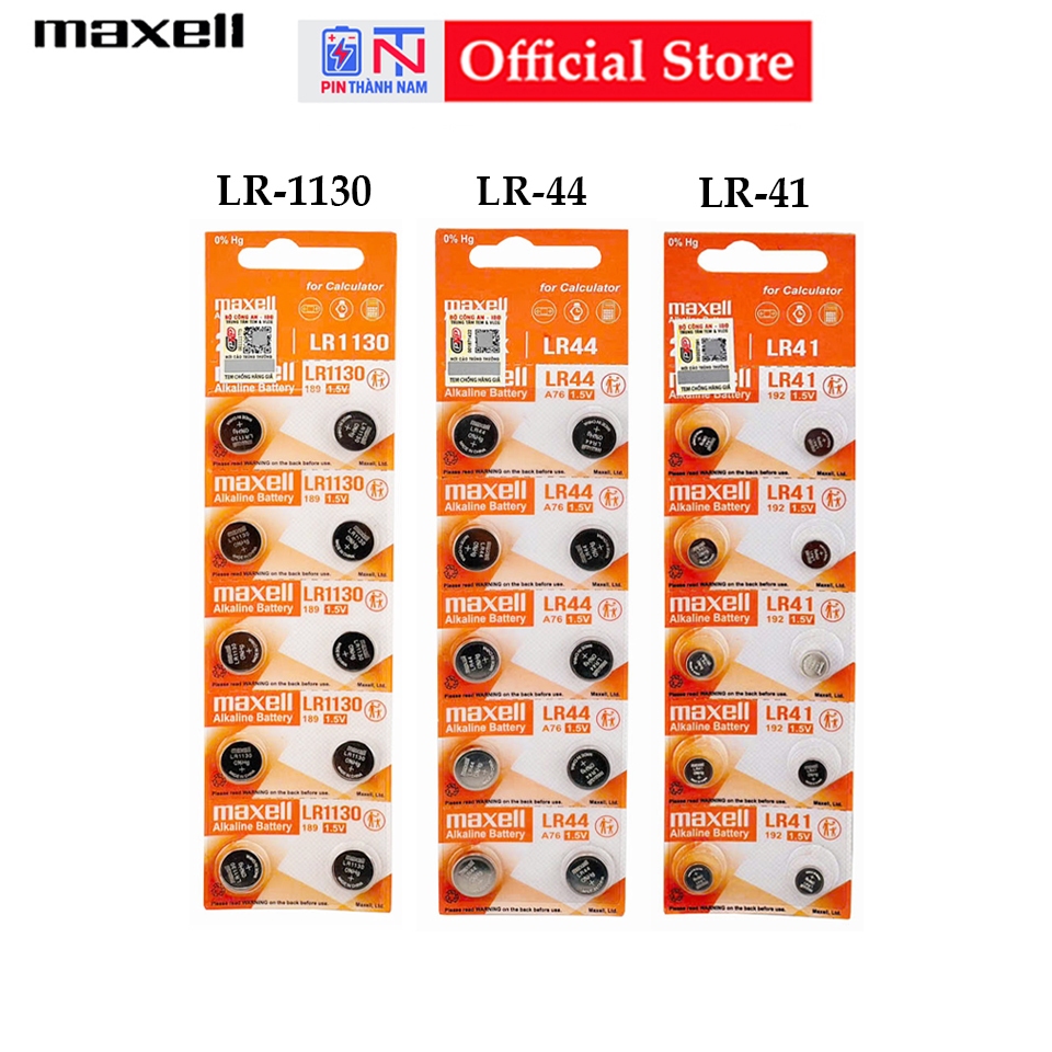Vỉ 10 Viên LR44 / LR1130 / LR41 Maxell Chính Hãng Dung Lượng Cao