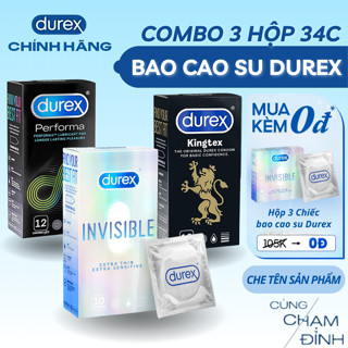  Combo Bao Cao Su Durex Siêu Mỏng Kéo Dài Thời Gian Ôm sát Gân Gai Chính Hãng 
