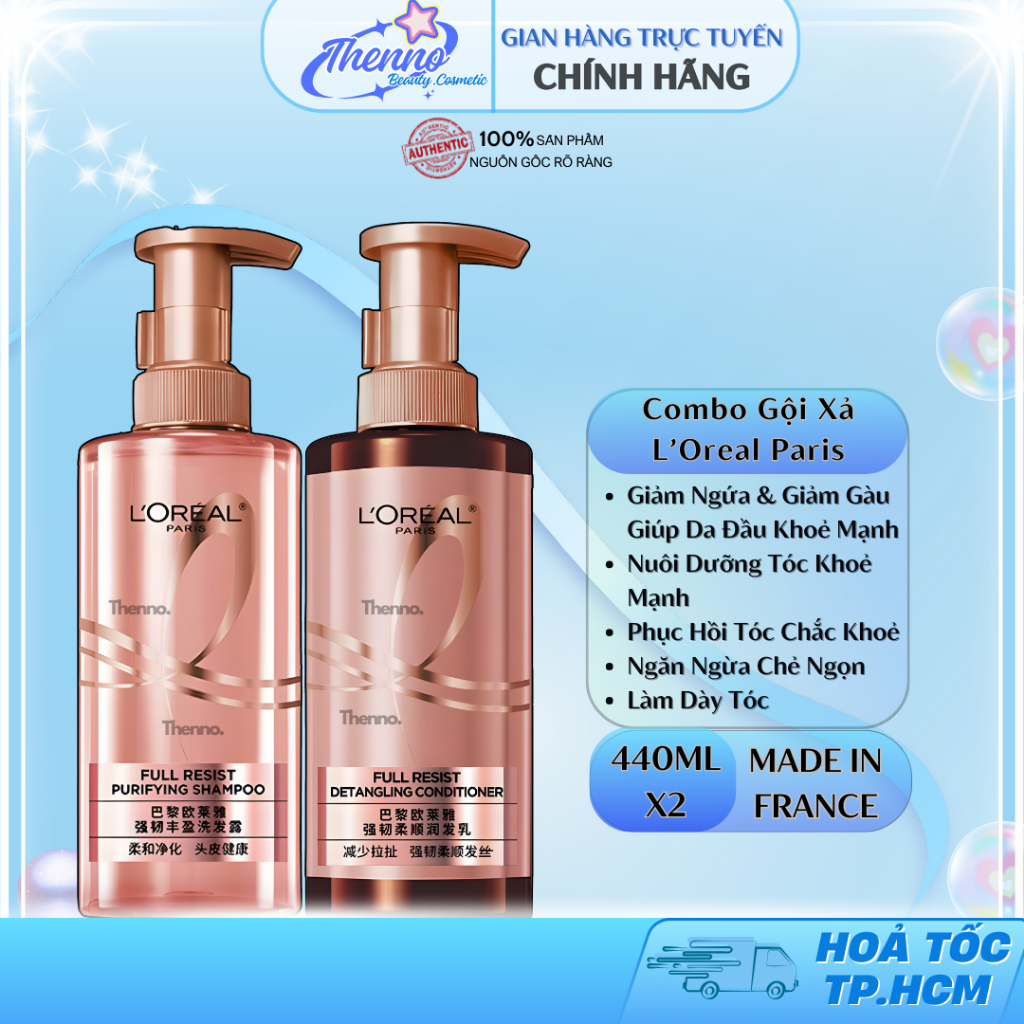 Bộ Gội Xả L’Oreal Paris Full Resist Anti Hair Fall Shampoo Conditioner Giảm Ngứa Ngăn Gãy Rụng Tóc 4