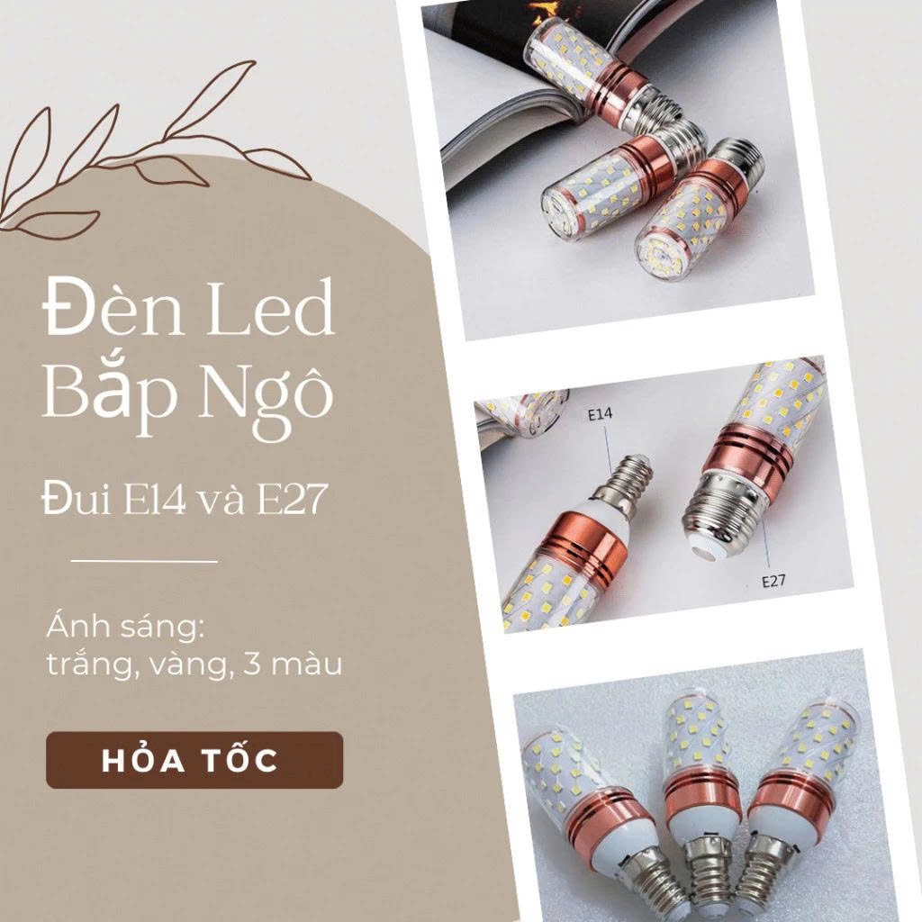 Bóng đèn led trái bắp 3 chế độ ánh sáng có đui e14 và e27