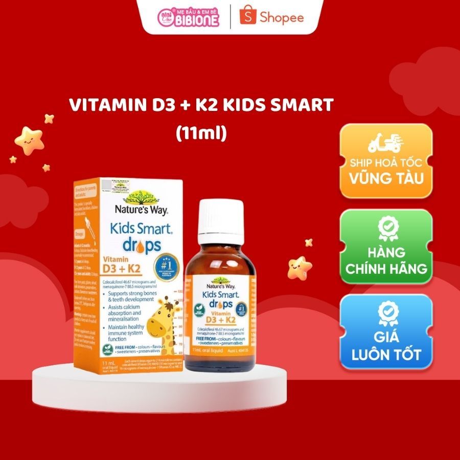 [BiBiOne] Vitamin D3K2 Thuần Chay ORGANIC Nature’s Way, Vitamin D3K2 Thế Hệ Mới Cho Bé 11ml
