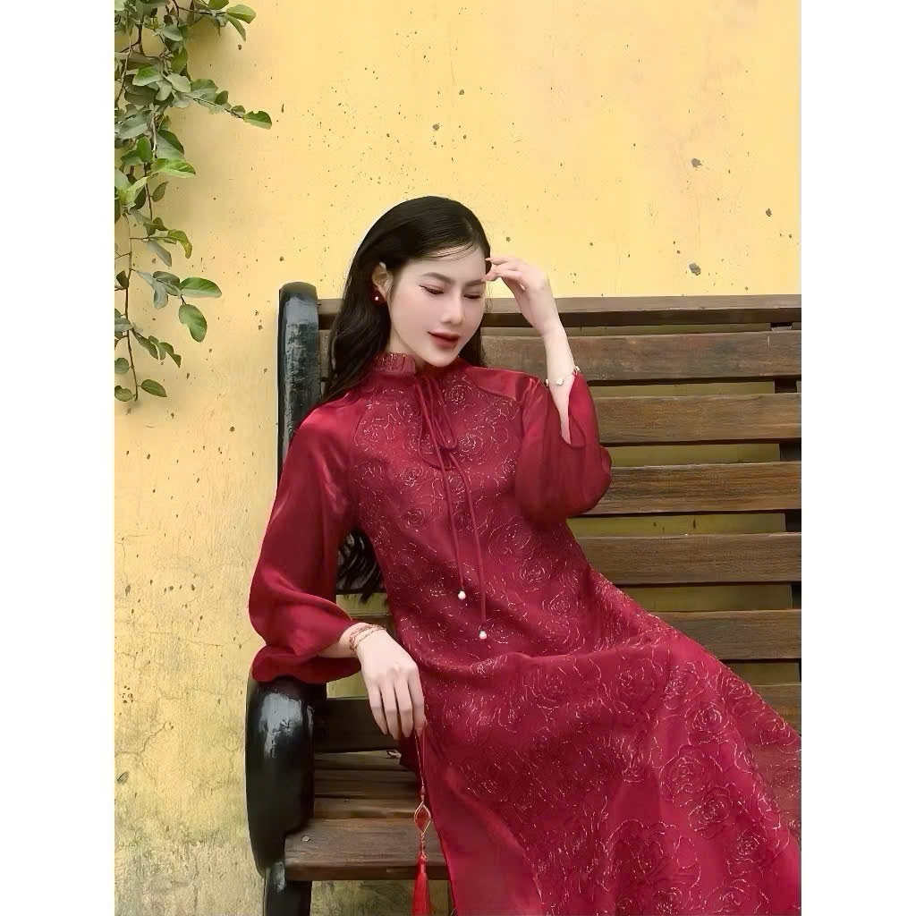 Mèo Mỡ Bigsize — Set áo dài cách tân hoa hồng Du Tiên kèm kèm quần lụa xuông bigsize 60-95kg | BigBuy360 - bigbuy360.vn