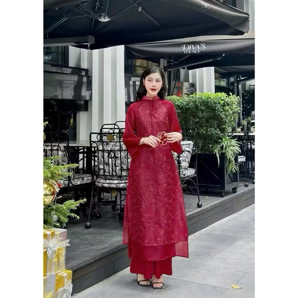 Mèo Mỡ Bigsize — Set áo dài cách tân hoa hồng Du Tiên kèm kèm quần lụa xuông bigsize 60-95kg | BigBuy360 - bigbuy360.vn